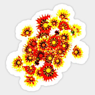 Gazanias in Red and Yellow Transparent Background Sticker